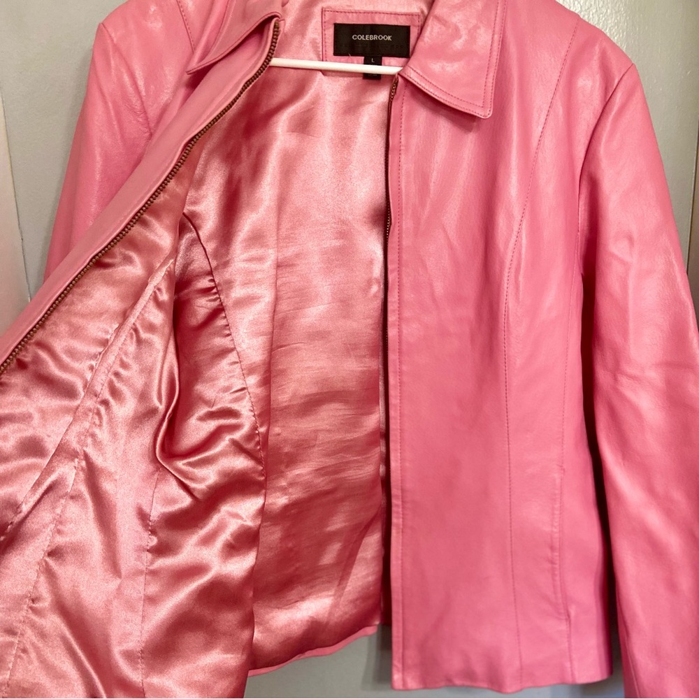 Y2K Hot Pink Colebrook 100% leather riding jacket